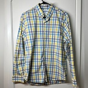 Chubbies Plaid White Yellow Blue Grey Collared Button Down Long Sleeve Shirt M